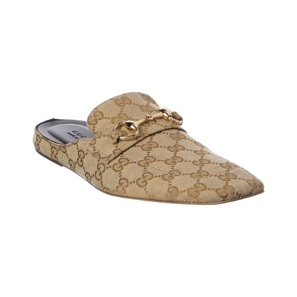 Gucci Ragazzo Canvas & Leather Mule, Beige